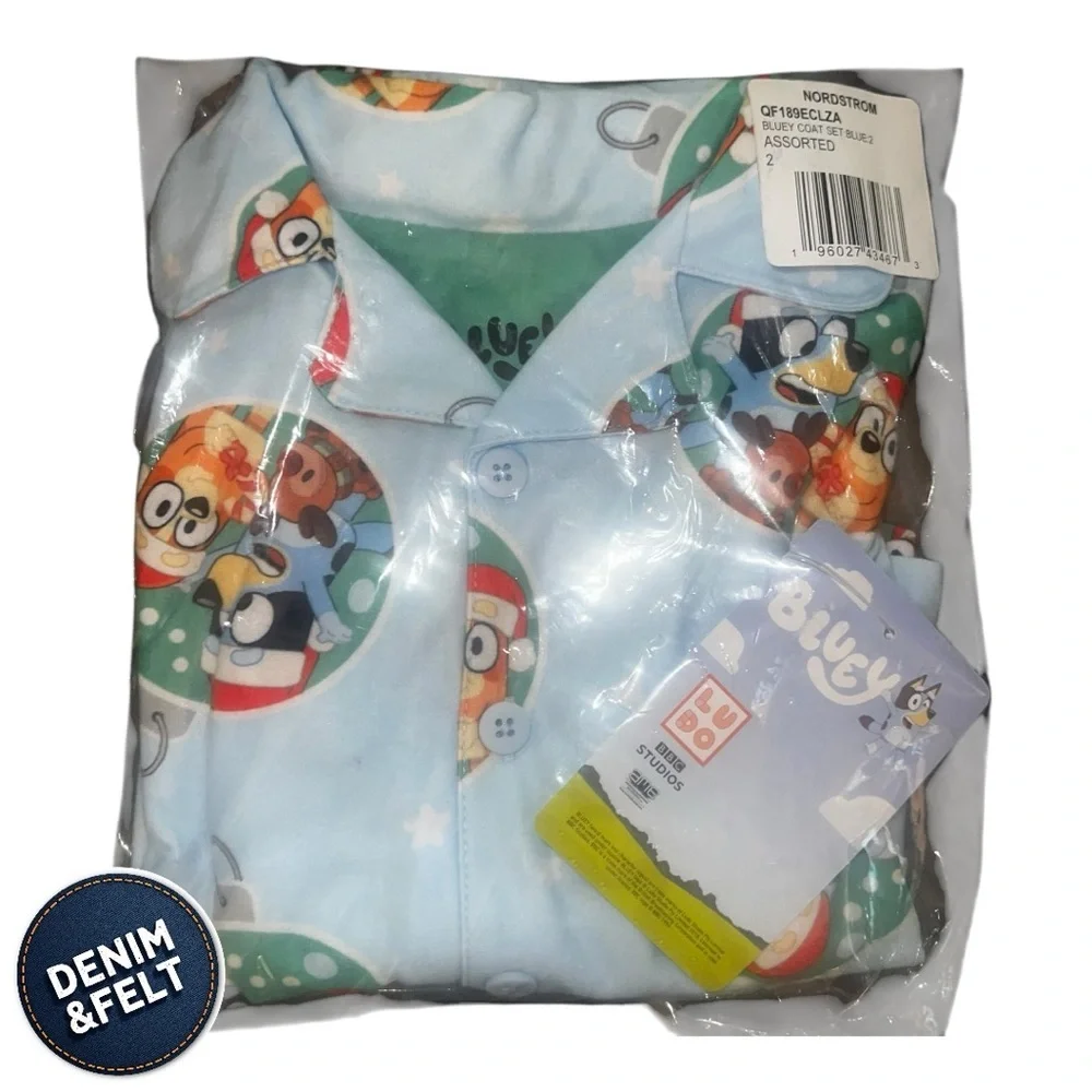 NEW Bluey Christmas Pajamas Set Toddler 2T Blue‎ Holiday Coat Set